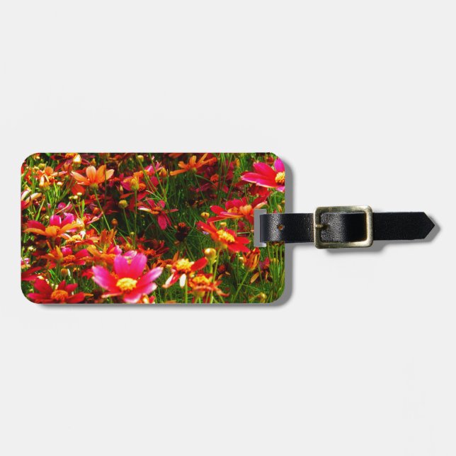 Hellrosa und gelbe Daisy Wilde Blume Gepäckanhänger (Vorderseite horizontal)