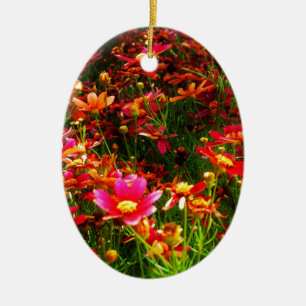 Hellrosa und gelbe Daisy Wilde Blume Keramikornament