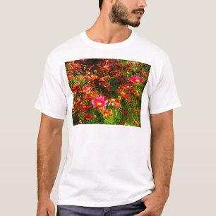 Hellrosa und gelbe Daisy Wilde Blume T-Shirt
