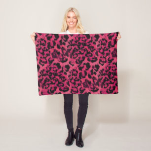 Hellrosa und gepunktete Leoparden Fleecedecke