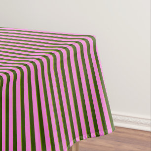 Hellrosa und Grüne Retro-Streifen Modern Tischdecke