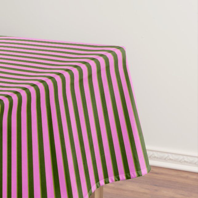 Hellrosa und Grüne Retro-Streifen Modern Tischdecke (Beispiel)