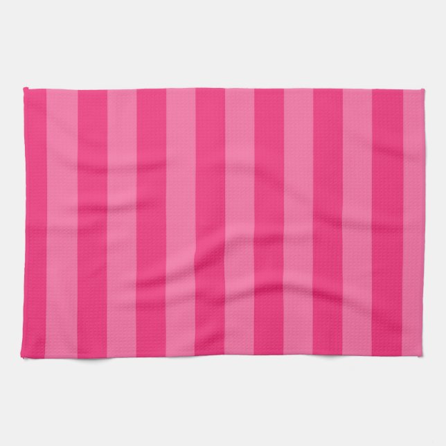 Hellrosa und heiß rosa Streifen Geschirrtuch (Horizontal)