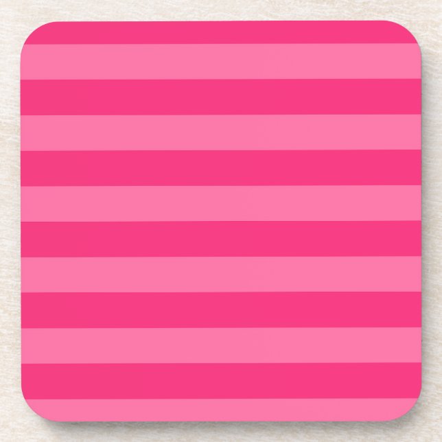 Hellrosa und heiß rosa Streifen Getränkeuntersetzer (Vorderseite)