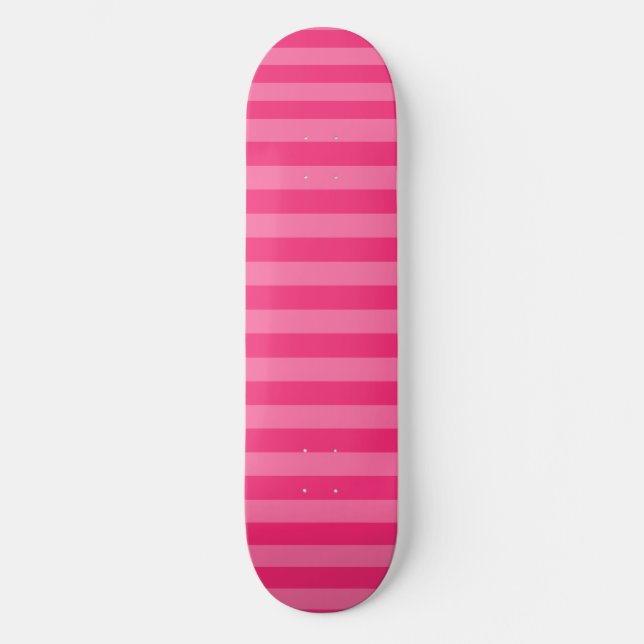 Hellrosa und heiß rosa Streifen Skateboard (Vorderseite)
