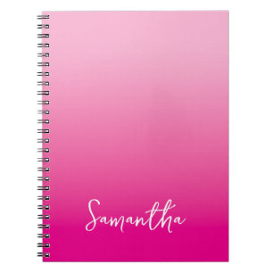 Hellrosa und Hot Pink Ombre-Schriftname Notizblock