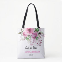 Hellrosa und Lila florale Save the Date Tasche Ba