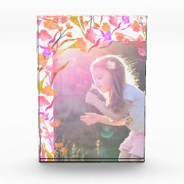 Hellrosa und orange Wildblume Kinder Fotoblock