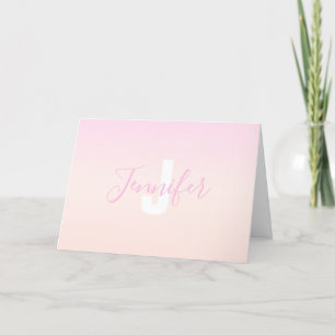Hellrosa und Pfirsich Farbverlauf Ombre Name und M Dankeskarte