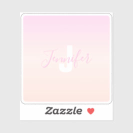 Hellrosa und Pfirsichfarben Ombre Name & Monogramm Aufkleber