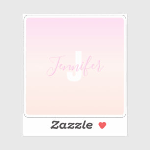 Hellrosa und Pfirsichfarben Ombre Name & Monogramm Aufkleber