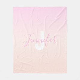 Hellrosa und Pfirsichfarben Ombre Name & Monogramm Fleecedecke