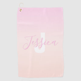 Hellrosa und Pfirsichfarben Ombre Name & Monogramm Golfhandtuch