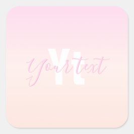 Hellrosa und Pfirsichfarben Ombre Name & Monogramm Quadratischer Aufkleber