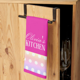 Hellrosa und Pola-Punkte Geschirrtuch