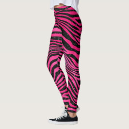 Hellrosa und schwarz glänzende Farbstreifen Leggings