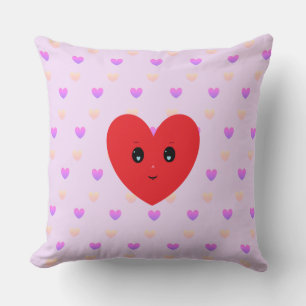 Hellrosa und violettes Herz Muster Kissen