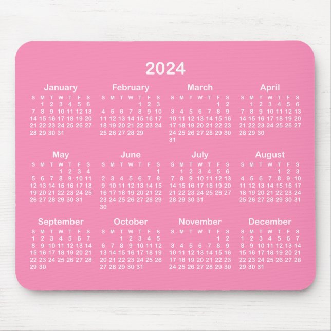 Hellrosa und weiß - Kalender 2024 Mousepad (Vorne)