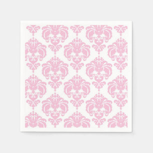 Hellrosa und weiße Damast Chic Elegante Party Serviette
