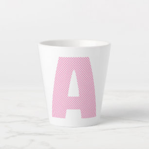 Hellrosa und weiße Polka Dot Fett Monogramm Milchtasse