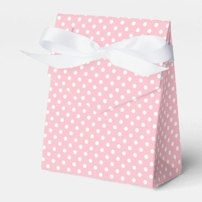 Hellrosa und weiße Polka Dot Fevor Box Geschenkschachtel (Vorderseite)