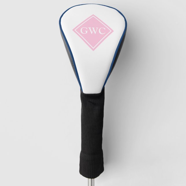 Hellrosa und weißes individuelles Monogramm Golf Headcover (Vorderseite)