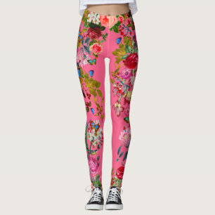 Hellrosa Vintage Rose Garten Leggings