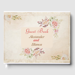 Hellrosa Vintage Rose Hochzeit Gästebuch