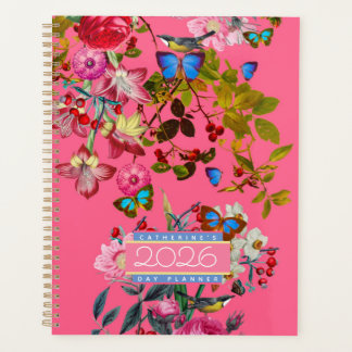 Hellrosa Vintage-Rosengarten 2026 Tagesplaner Planer