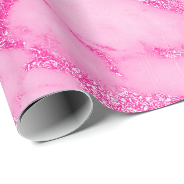 Hellrosa Vivid Rose Weiß Marmor Metallisch Geschenkpapier (Rolleneckpunkt)
