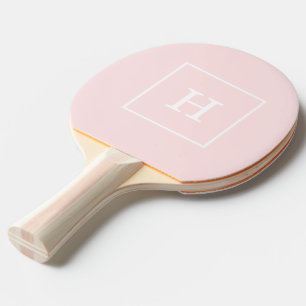 Hellrosa weiße Anfangsmonogramm mit Rahmen Tischtennis Schläger