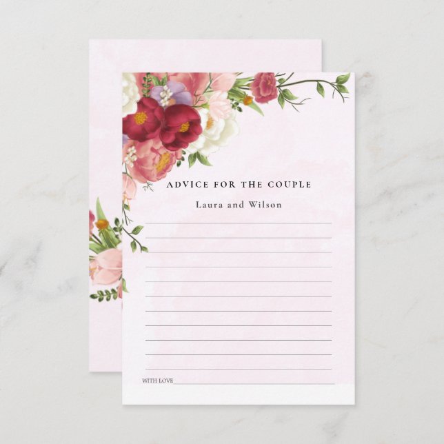 Hellrosa, weiße Blume Polterabend Ratschläge Begleitkarte (Vorne/Hinten)