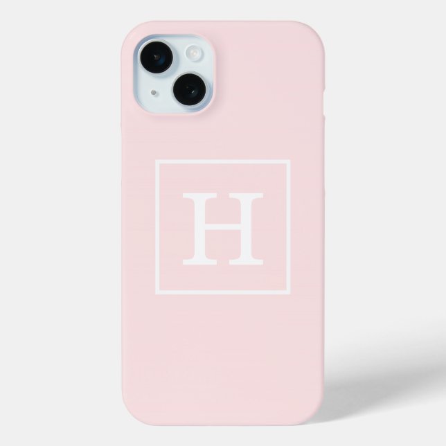 Hellrosa weiße gerahmte Anfangsmonogramm Case-Mate iPhone Hülle (Rückseite)