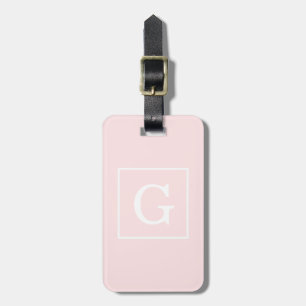 Hellrosa weiße gerahmte Anfangsmonogramm Gepäckanhänger