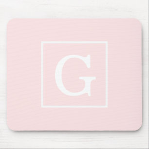 Hellrosa weiße gerahmte Anfangsmonogramm Mousepad