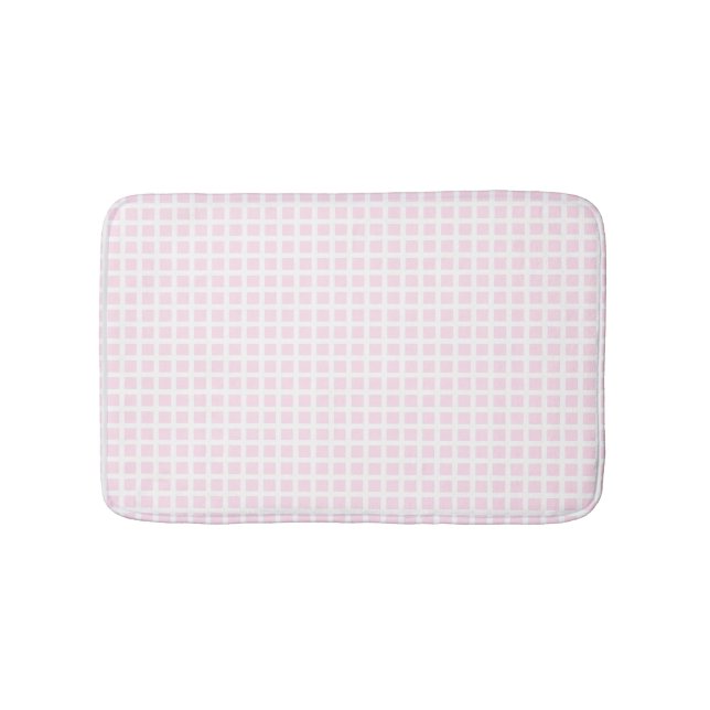 Hellrosa, weiße Quadrat-Muster Badematte (Vorderseite)