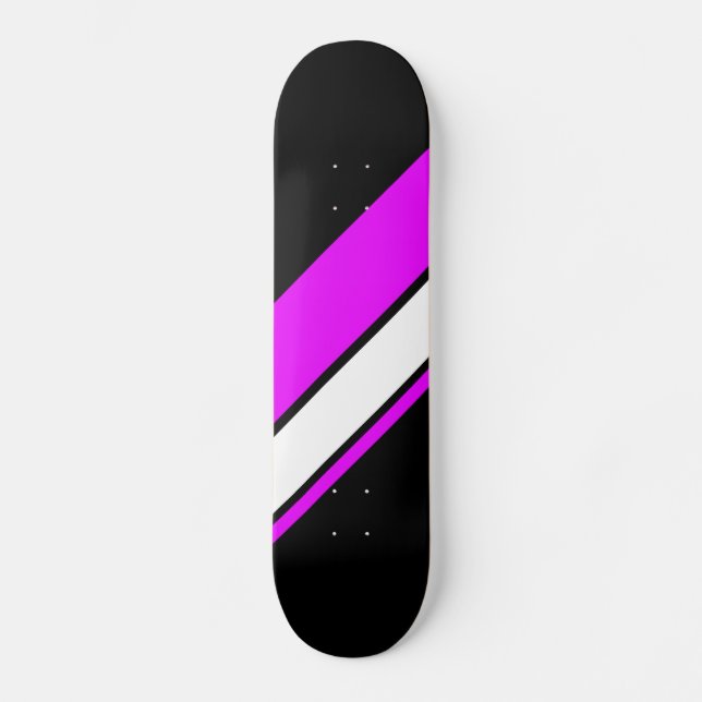 Hellrosa, weiße Streifen schwarzer Hintergrund Skateboard (Vorderseite)