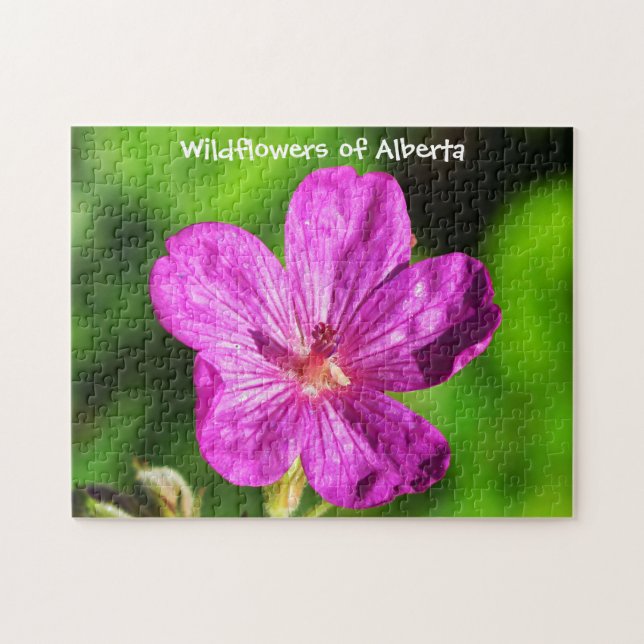 Hellrosa Wildblume blüht Grüngras Puzzle (Horizontal)