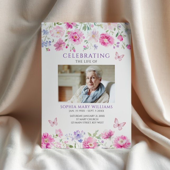 Hellrosa Wildblumen Beerdigungsauftrag Programm (Von Creator hochgeladen)