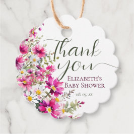 Hellrosa Wildblumen Floral Boho Babydusche Geschenkanhänger