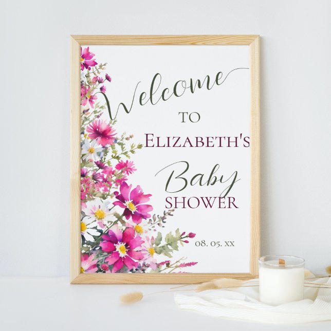 Hellrosa Wildblumen Floral Boho Script Willkommen Poster (Von Creator hochgeladen)
