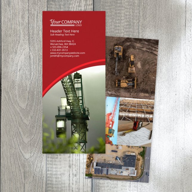 Hellrot, Burgund geteerte Fotos Werbekarte (red company branded rack card, red brochure template with logo, red flyer design)