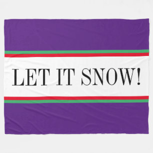 Hellrot Grün Lila Weiß LASSEN ES SCHNEE! Streifen Fleecedecke