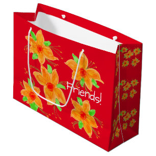 Hellrot mit Orange Große Geschenktüte
