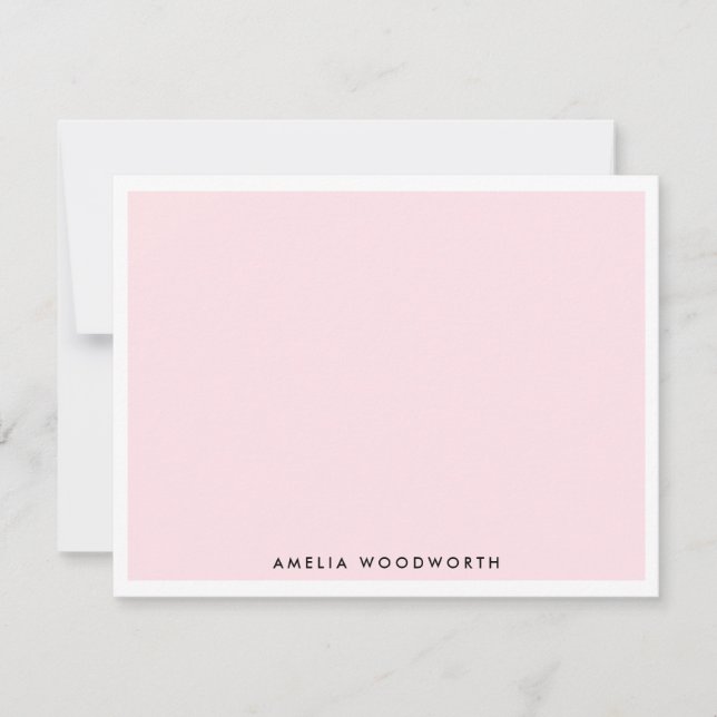 Hellrot Rosa Weiß Klassisch Minimalistisch Mitteilungskarte (Vorderseite)