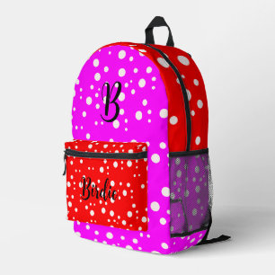 Hellrot und Hellrosa Farbe (Anfangsbuchstabe Name) Bedruckter Rucksack