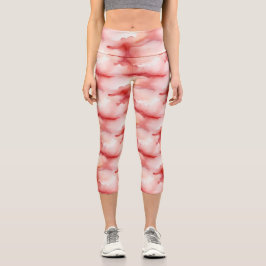 Hellrot und weiße Wasserfarbstreuung Capri Leggings