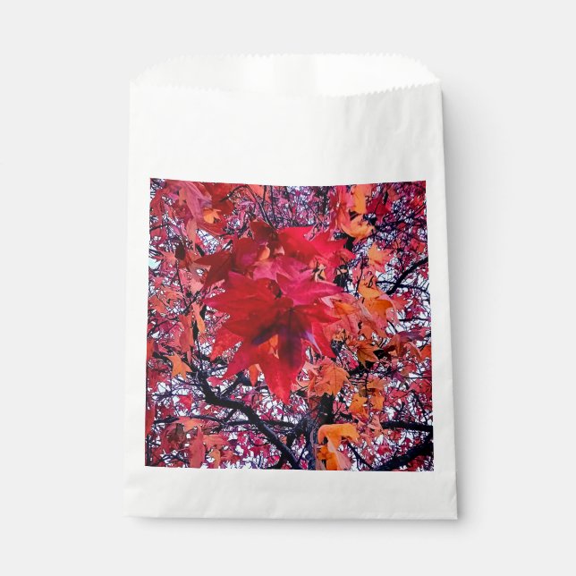 Hellrote Blätter Geschenktütchen (Vorderseite)