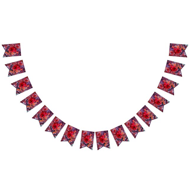 Hellrote Blätter Wimpelkette (Alle)