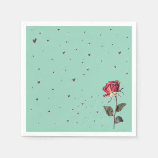 hellrote Rosen bedruckt  Serviette